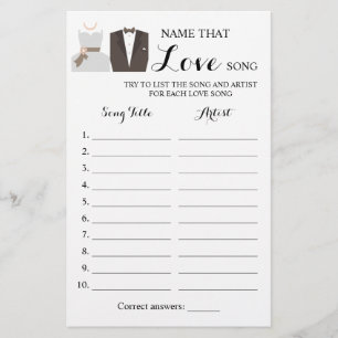 Name der Liebe Song Brie & Groom Game Card Flyer