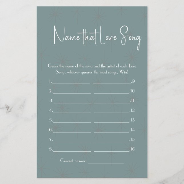 Name der Liebe Song Dusche Game Flyer (Vorne)