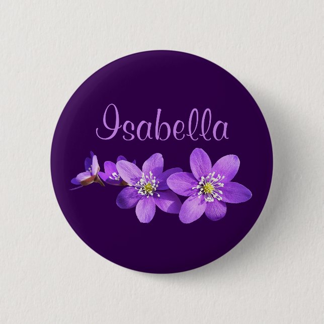 Name der lila Anemonenblüten Button (Vorderseite)
