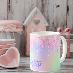 Name der lila holografisch rosa Tropfen Kaffeetasse