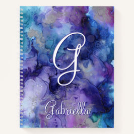 Name der lila und blauen Wasserfarbe Notizbuch