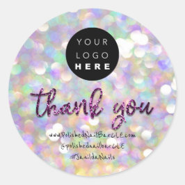 Name der Logofirma Danke ShoppingHolographPurpl Runder Aufkleber
