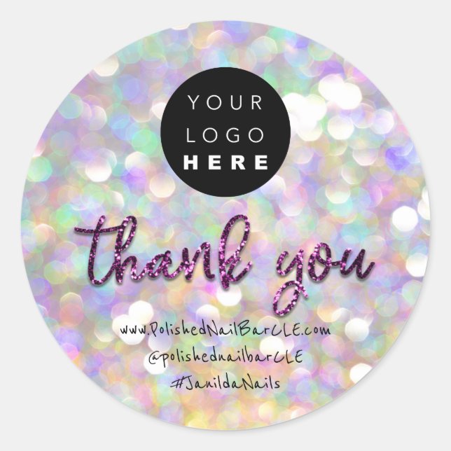 Name der Logofirma Danke ShoppingHolographPurpl Runder Aufkleber (Vorderseite)