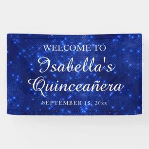 Name der Marine Blue Sparkling Quinceañera Banner