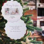 Name der Minimalistischen Fotos der Familie 2 Ornament Karte<br><div class="desc">Name der Minimalistischen Fotos Familie 2. Ein handliches All-in-One-Ornament und eine Karte,  haben Ihre 2 Fotos und Ihre festlichen Gruß und Namen,  und Ihre festlichen Wünsche auf der Rückseite,  bereit für Ihre Empfänger,  um von ihrem Baum hängen. Einfach mit Ihren Fotos und Worten personalisieren.</div>