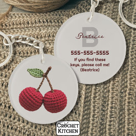 Name der Minimalistischen Girly Crochet Red Cherry Schlüsselanhänger