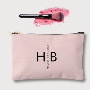 Name der Minimalistischen Girly Pink & Initial Mon Zubehörtasche