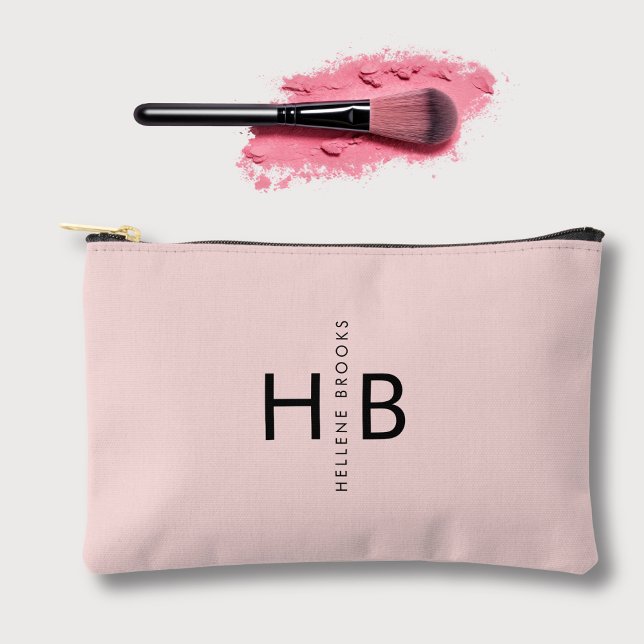 Name der Minimalistischen Girly Pink & Initial Mon Zubehörtasche (Von Creator hochgeladen)