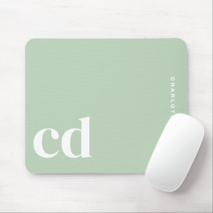 Name der Minimalistischen hellgrünen Monogramm Mousepad