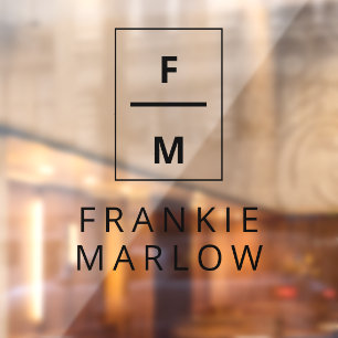 Name der Minimalistischen modernen KMU-Monogrammbe Fensteraufkleber