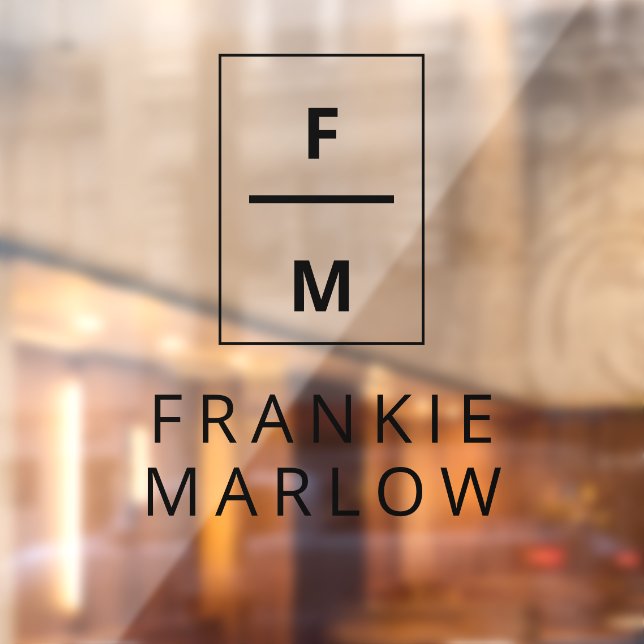 Name der Minimalistischen modernen KMU-Monogrammbe Fensteraufkleber (Blatt 2)