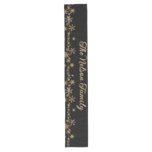 Name der Minimalistischen Schwarz-Gold-Schneeflock Großer Tischläufer