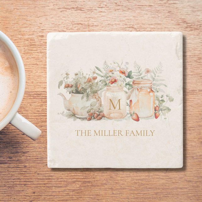 Name der mit Monogramm Waldflora Botanischer Famil Steinuntersetzer (In situ)