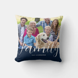 Name der modernen Blue-Family-Foto Kissen