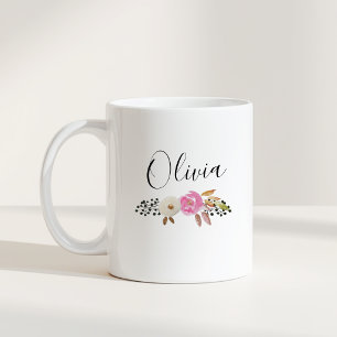 Name der modernen Blumenkalligrafie Kaffeetasse
