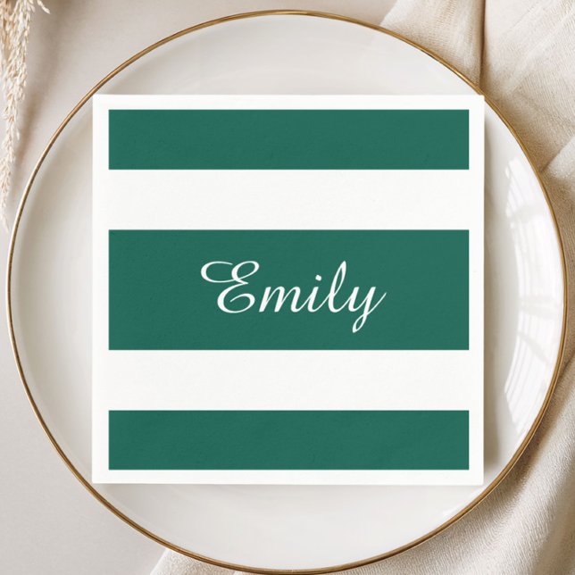 Name der modernen grünen Streifen Serviette (Modern Green Stripes Name Napkins)