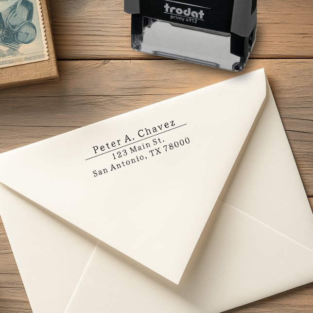 Name der modernen Maskuline Permastempel (Simple Minimalist return address stamp)