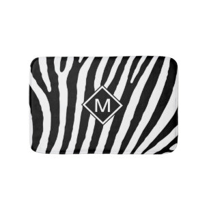 Name der modernen Schwarz-weißen Monogramm Streife Badematte