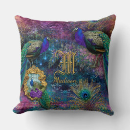 Name der Monogram für die Vintage Pfauenfeder des  Kissen