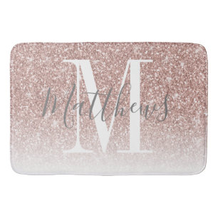Name der Monogram-Rose Gold Glitzer Monogram Badematte