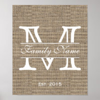 Name der Monogram Rustic Burlap-Familie
