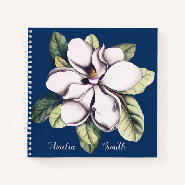 Name der Monogramm-Blume Magnolia Notizbuch (Vorderseite)