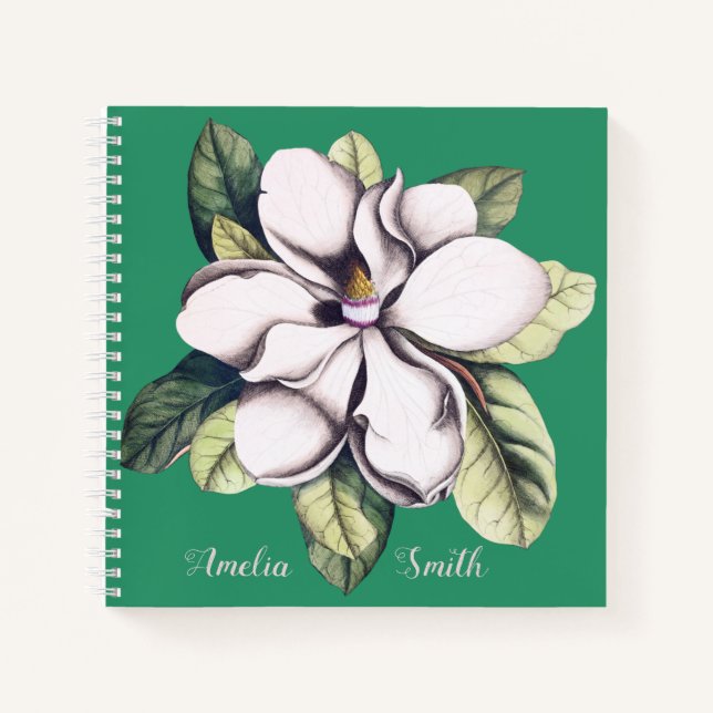 Name der Monogramm-Blume Magnolia Notizbuch (Vorderseite)