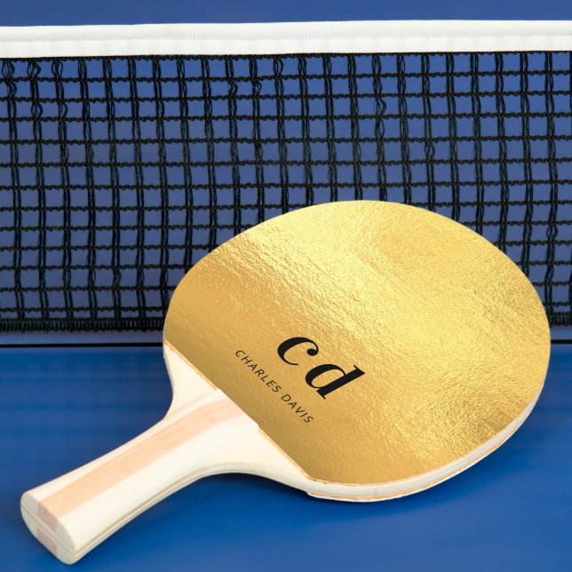 Name der Monogramm-Gold-Initialen Tischtennis Schläger (InSitu)