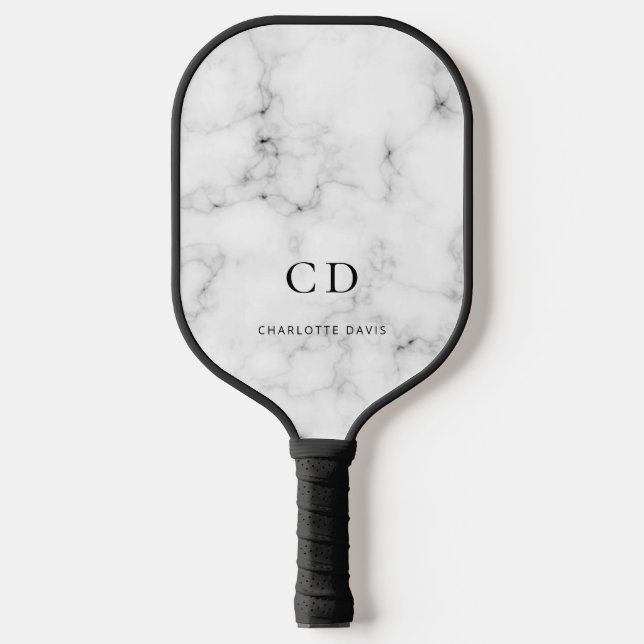 Name der Monogramm-Initialen aus Marmor Pickleball Schläger (Vorderseite)