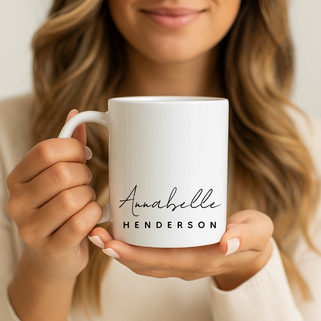 Name der Monogramm | Modernes Minimalistisch Stilv Kaffeetasse (Von Creator hochgeladen)