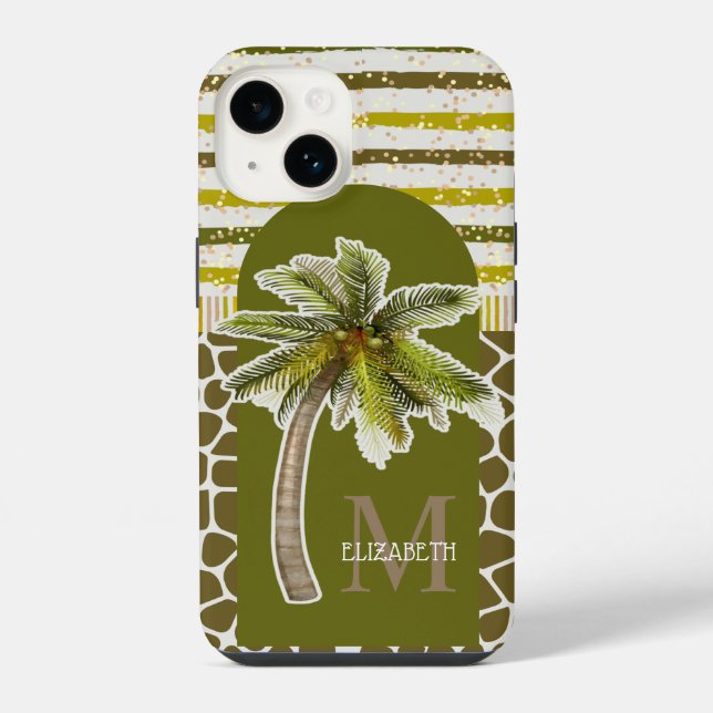 Name der Monogramm tropisch iPhone Hülle (Rückseite)