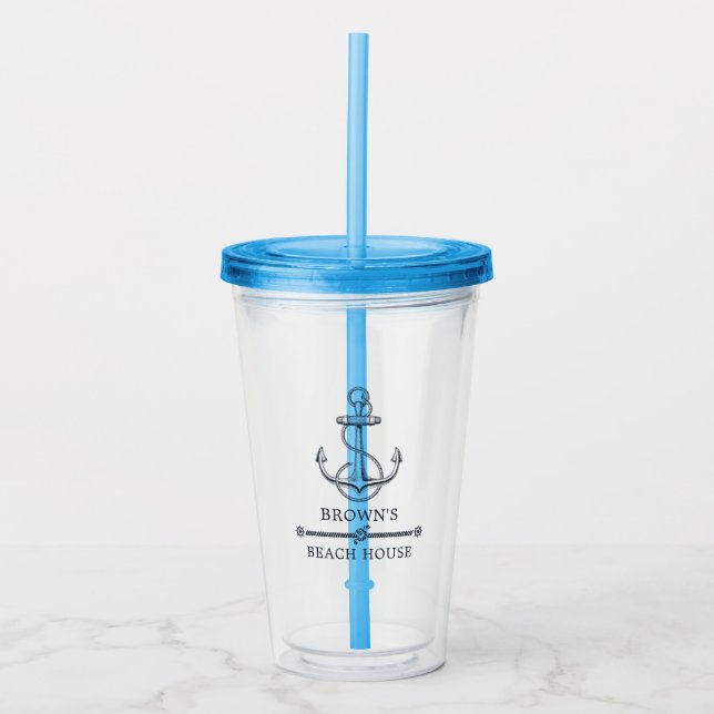 Name der Nautic Anchor Beach oder Lake House Acryltrinkbecher (Vorderseite)