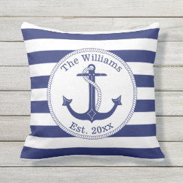 Name der Nautic Anchor Navy Blue Stripes Kissen