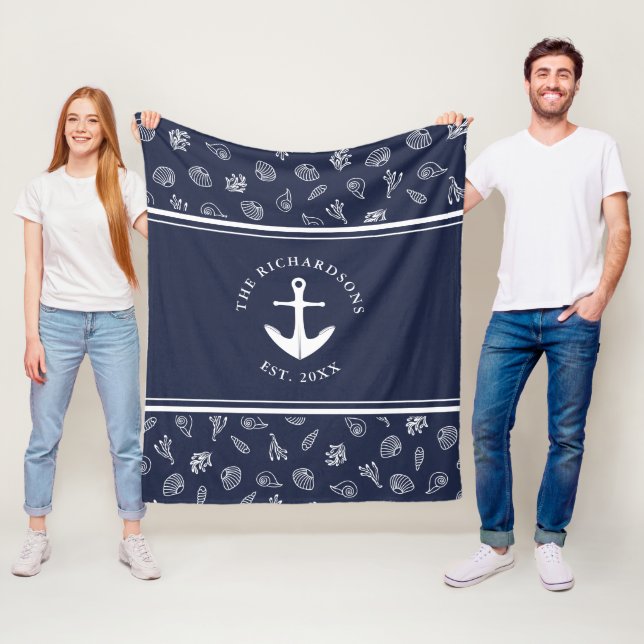 Name der Nautic Navy Familie Anchor Fleecedecke (Beispiel)