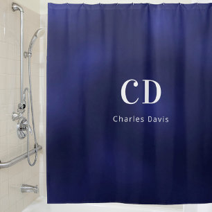 Name der Navy-Monogram-Initialen Duschvorhang