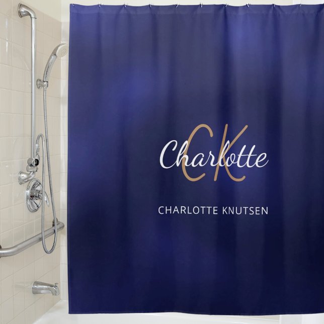 Name der Navy-Monogram-Initialen Duschvorhang (Von Creator hochgeladen)
