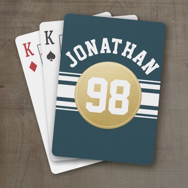 Name der New Yorker Navy und Gold Sports Jersey Spielkarten (Personalized Playing Cards - Sports Jersey Design)