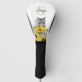 Name der niedlichen Cat Sunflower Monogram Golf Headcover