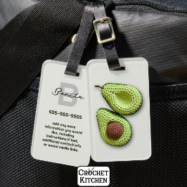 Name der niedlichen Cotgecore Crochet Avocado Mono Gepäckanhänger