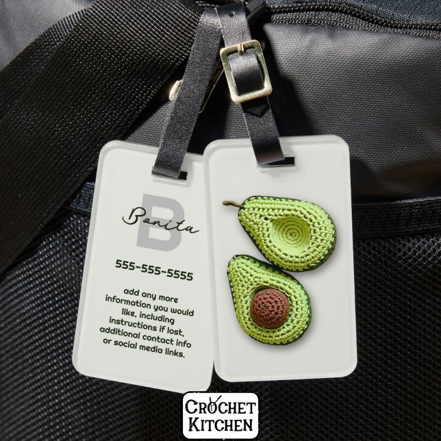Name der niedlichen Cotgecore Crochet Avocado Mono Gepäckanhänger (Von Creator hochgeladen)
