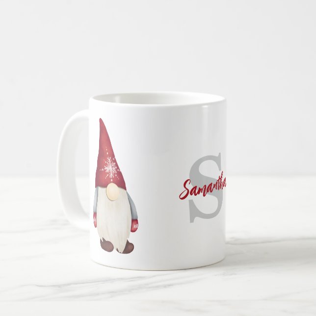 Name der niedlichen Gnome-Monogramm Kaffeetasse (Vorderseite Links)