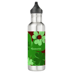 Name der niedlichen Lady Bug & Clover Leaf Edelstahlflasche