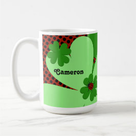 Name der niedlichen Lady Bug & Clover Leaf Kaffeetasse