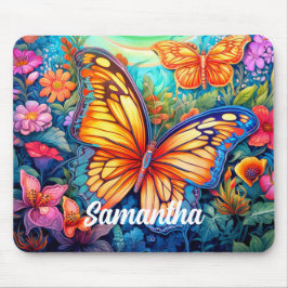 Name der niedlichen Retro-Schmetterlingsmonogramm Mousepad
