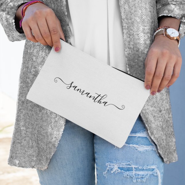 Name der Niedlichen schwarzen Signatur Zubehörtasche (Black Cute Signature Name Accessory Pouch)