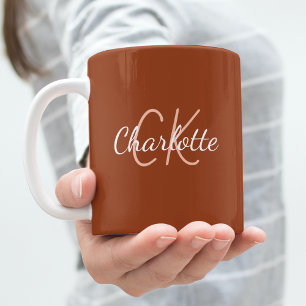 Name der orangefarbenen Monogramm-Initialen Kaffeetasse