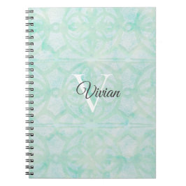 Name der Pale Jade Green Watercolor Monogram Notizblock