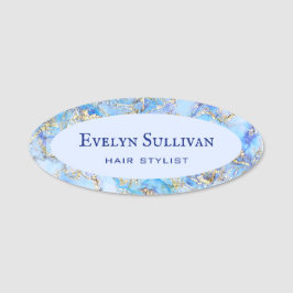 Name der Pastel Blue Fluid Marble Namensschild