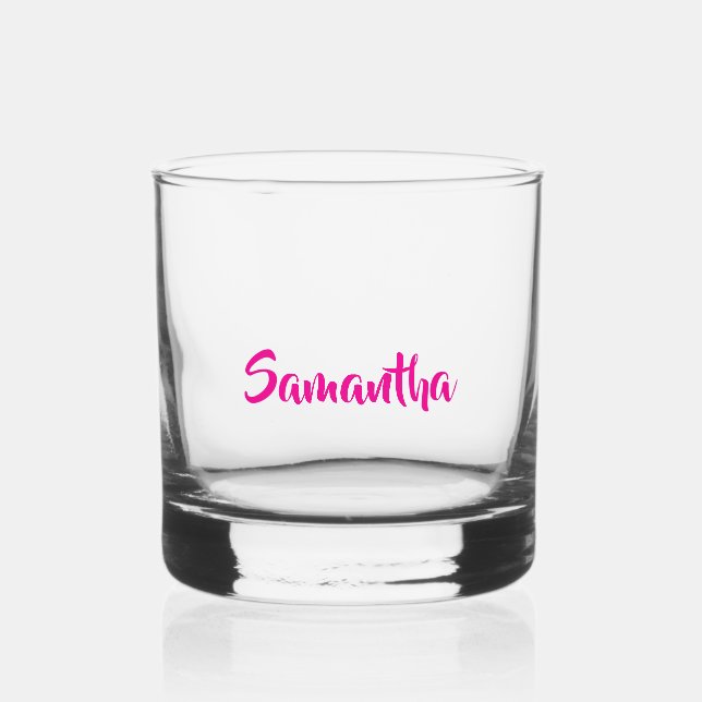 Name der personalisiert rosa Monogramm Whiskyglas (Vorderseite)
