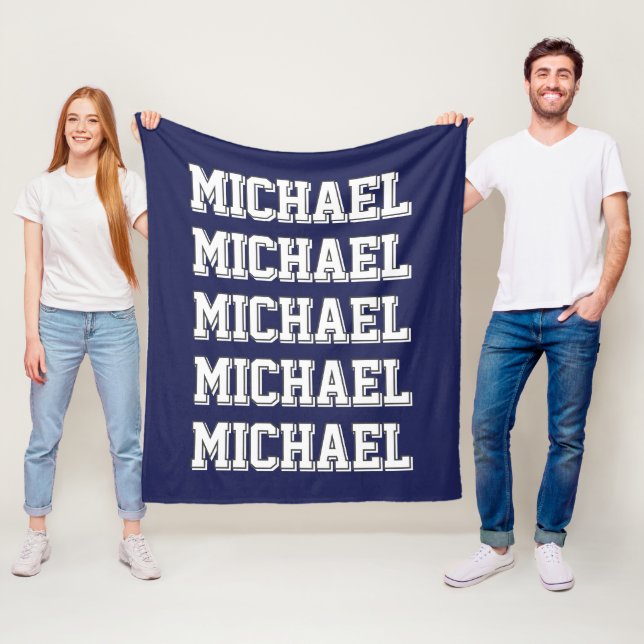 Name der personalisierten blauen Monogramm Fleecedecke (Beispiel)